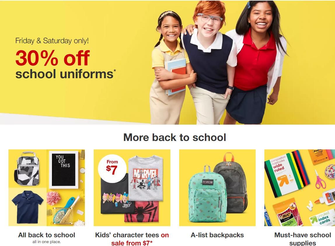 Target School Uniforms on sale starting at 2.80