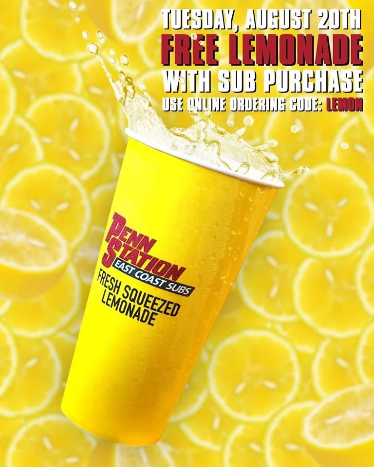 Penn Station East Coast Subs: FREE Lemonade with sub