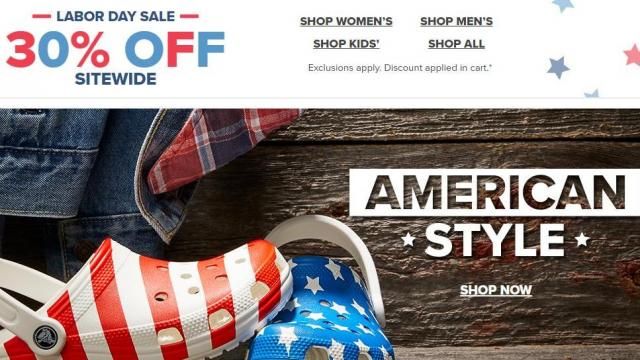 Crocs 30 off Labor Day Sale through 9 3