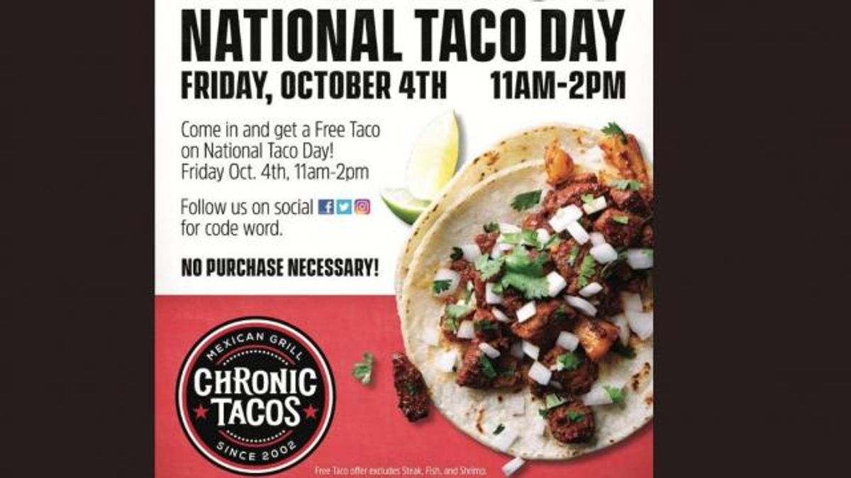 Chronic Tacos National Taco Day Offer