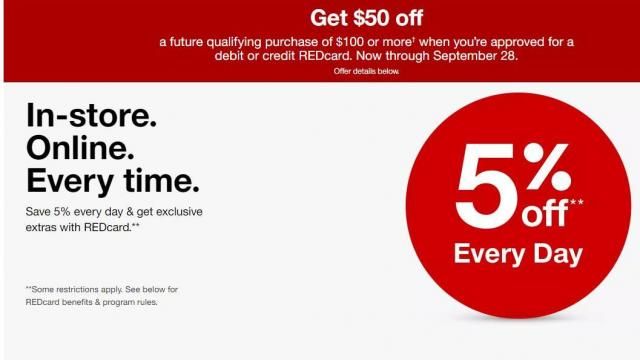 New Target Red Card Holders Get $50 Off Your $50 Purchase!