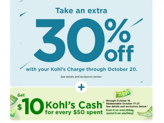 Kohl s 30 off coupon 10 Men s coupon 15 off Home coupon 10 Kohl s Cash