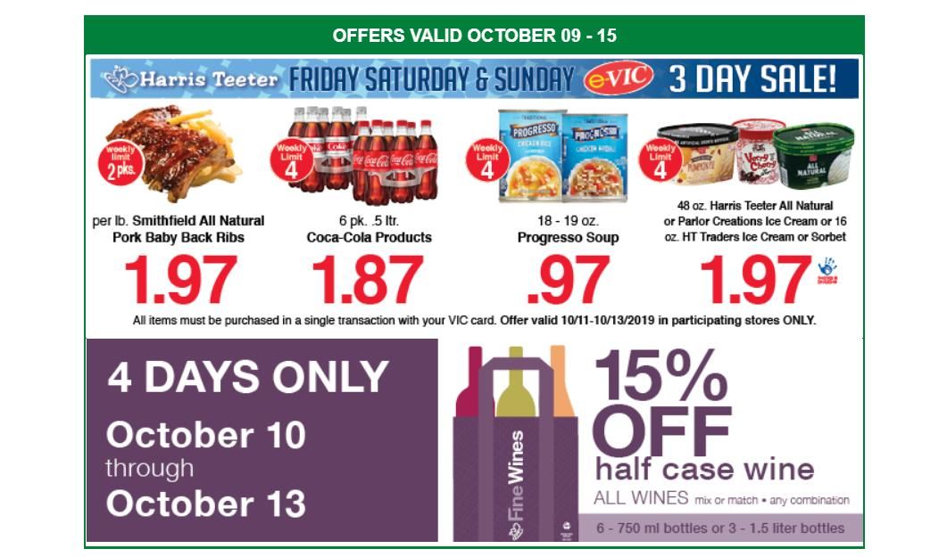 Harris Teeter 3Day EVic Sale starts TODAY Baby back ribs, Progresso