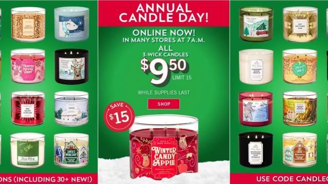 Bath and body candles clearance sale