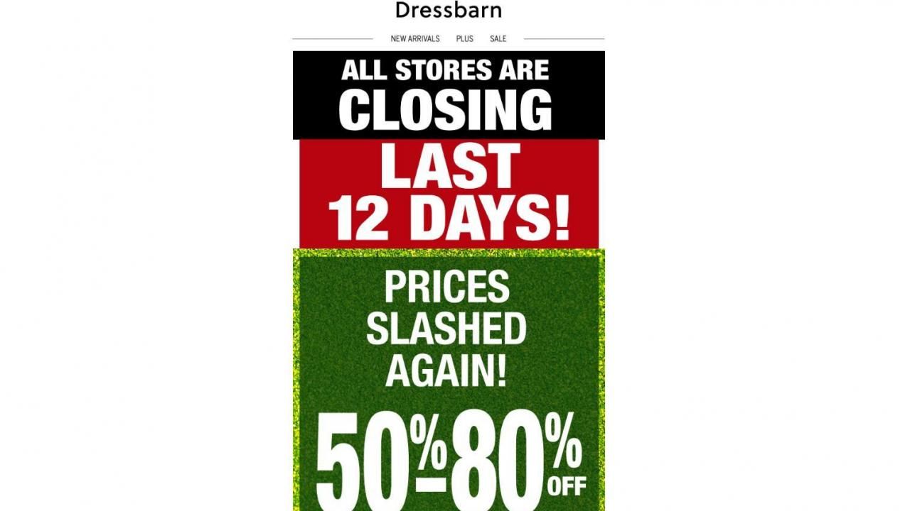 Dressbarn closing stores clearance sale