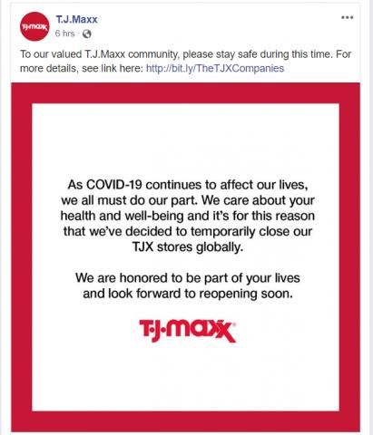 T.J.Maxx, Marshalls & Sierra take extra step by closing all operations