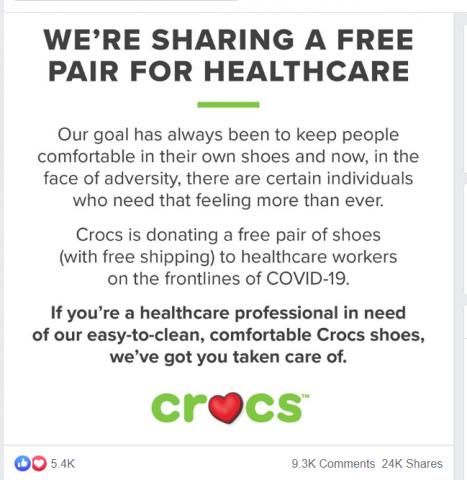 Crocs giving free online shoes