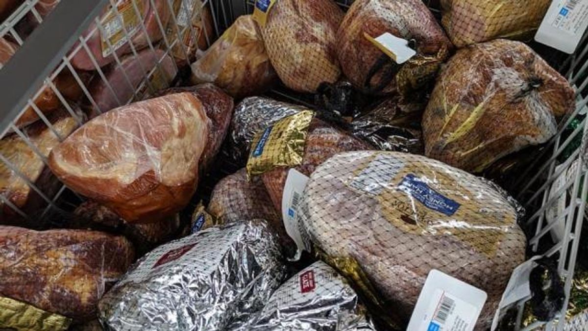Hams at the grocery store