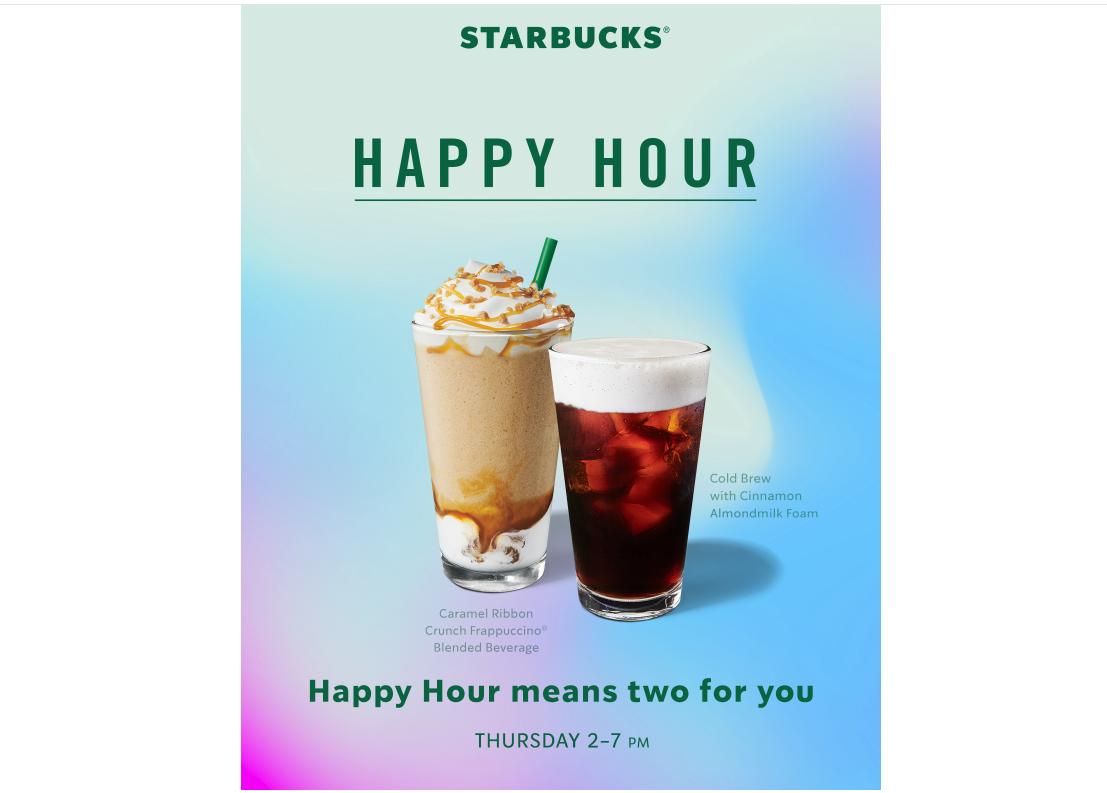 Starbucks happy hour today sales