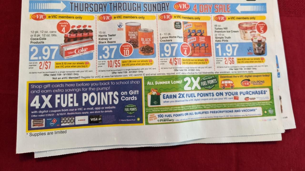 harris teeter: new e-vic deals & 4-day sale: free yogurt, beans