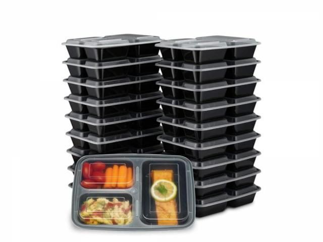 Reusable Meal Prep 3 Compartment Containers 20 pack