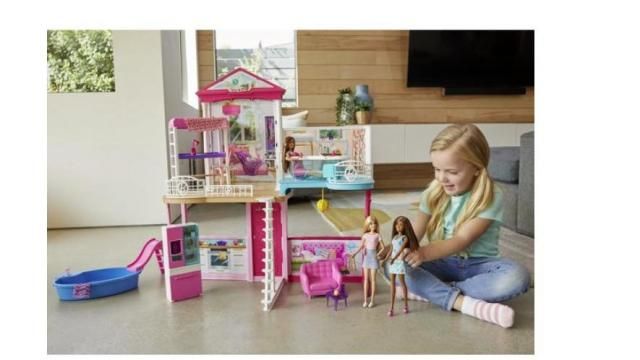 Brand Threads Kids' Barbie Sweatshirt and Leggings Set, Pale Pink