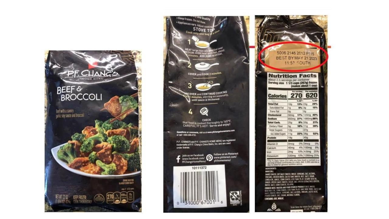 P.F. Chang's Home Menu Beef & Broccoli recalled due to misbranding 