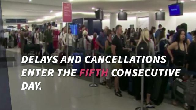 Delta flight delays, cancellations continue into fifth day