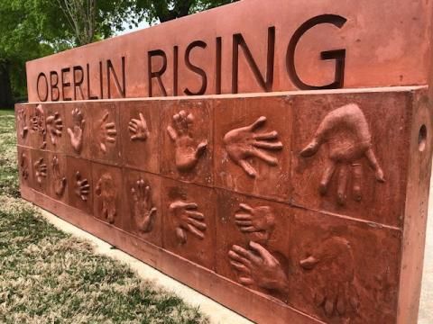 Oberlin Rising was art put up to honor the history of Oberlin Village in Cameron Village Shopping Center.