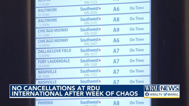 RDU schedule operating smoothly after week of chaos