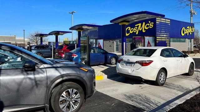 **This image is for use with this specific article only** Lines from outside CosMc's in Bolingbrook, Illinois. Photo credit: Eric Cox/Reuters