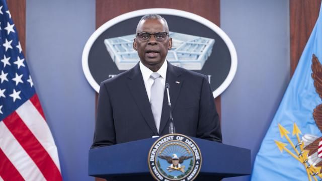 Defense Secretary Lloyd Austin speaks during a Pentagon press briefing at the Pentagon on Thursday, Feb. 1, 2024 in Washington. (AP Photo/Kevin Wolf) Defense Secretary Lloyd Austin speaks during a Pentagon press briefing at the Pentagon on Thursday, Feb. 1, 2024 in Washington. (AP Photo/Kevin Wolf)