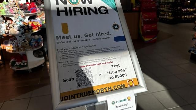 A hiring sign is displayed at a convenience store in Buffalo Grove, Ill., Monday, Feb. 12, 2024. On Thursday, Feb. 15, 2024 the Labor Department reports on the number of people who applied for unemployment benefits last week. (AP Photo/Nam Y. Huh) A hiring sign is displayed at a convenience store in Buffalo Grove, Ill., Monday, Feb. 12, 2024. On Thursday, Feb. 15, 2024 the Labor Department reports on the number of people who applied for unemployment benefits last week. (AP Photo/Nam Y. Huh)