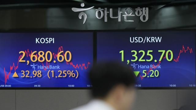 A currency trader walks by the screens showing the Korea Composite Stock Price Index (KOSPI), left, and the foreign exchange rate between U.S. dollar and South Korean won at a foreign exchange dealing room in Seoul, South Korea, Friday, March 8, 2024. Asian shares were mostly higher Friday, after U.S. stocks climbed to records, with easier interest rates beckoning on the horizon. (AP Photo/Lee Jin-man) A currency trader walks by the screens showing the Korea Composite Stock Price Index (KOSPI), left, and the foreign exchange rate between U.S. dollar and South Korean won at a foreign exchange dealing room in Seoul, South Korea, Friday, March 8, 2024. Asian shares were mostly higher Friday, after U.S. stocks climbed to records, with easier interest rates beckoning on the horizon. (AP Photo/Lee Jin-man)