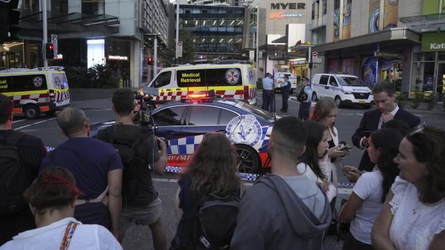 A crowd gathers outside Westfield Shopping Centre in Sydney, Saturday, April 13, 2024. Media reports say multiple people have been stabbed and that the police shot a person at the Sydney shopping center. (AP Photo/Rick Rycroft) A crowd gathers outside Westfield Shopping Centre in Sydney, Saturday, April 13, 2024. Media reports say multiple people have been stabbed and that the police shot a person at the Sydney shopping center. (AP Photo/Rick Rycroft)