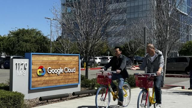 Two people ride past the Google sign outside the Google offices in Sunnyvale, Calif., on Thursday, April 18, 2024. Google has fired 28 employees who were involved in protests over the tech company’s cloud computing contract with the Israeli government. The workers held sit-ins at the company’s offices in California and New York over Google’s $1.2 billion contract to provide custom tools for Israeli’s military. (AP Photo/Terry Chea) Two people ride past the Google sign outside the Google offices in Sunnyvale, Calif., on Thursday, April 18, 2024. Google has fired 28 employees who were involved in protests over the tech company’s cloud computing contract with the Israeli government. The workers held sit-ins at the company’s offices in California and New York over Google’s $1.2 billion contract to provide custom tools for Israeli’s military. (AP Photo/Terry Chea)