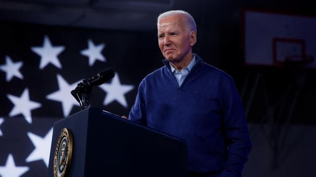 **This image is for use with this specific article only** President Joe Biden, seen here on March 8, praised the United Auto Workers and Daimler Truck for reaching a tentative agreement Friday night, preventing a potential strike affecting 7,300 workers. Mandatory Credit: Evelyn Hockstein/Reuters via CNN Newsource. Dateline: WALLINGFORD, Pennsylvania, March 8, 2024
