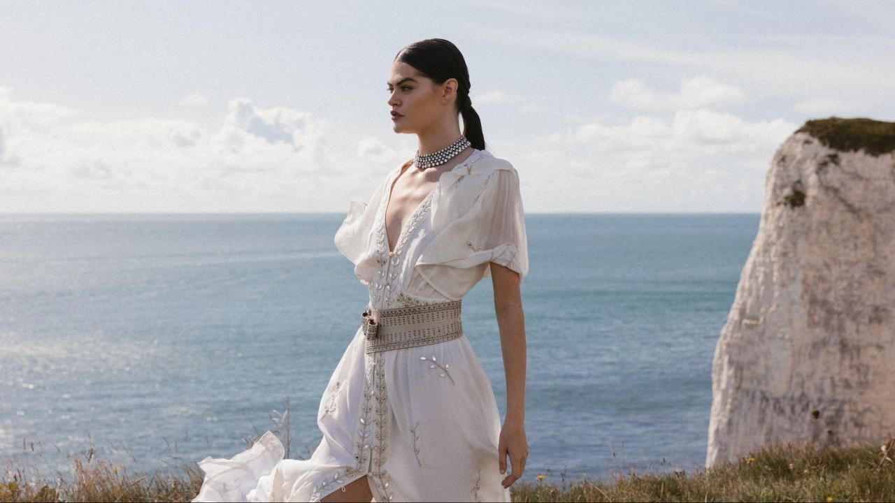 gold sequin white dress Marine Mist Sequin Knit Maxi Dress Champagne
