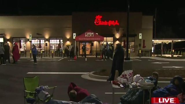 Tents fill Chick-fil-A parking lot before grand opening in Wilson