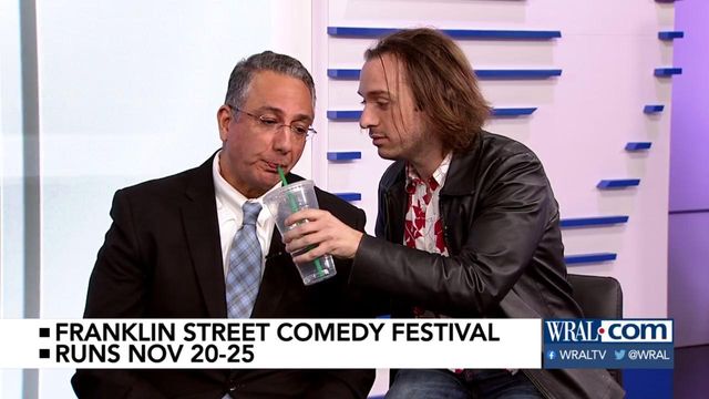 Goofing off before the Franklin Street Comedy Festival