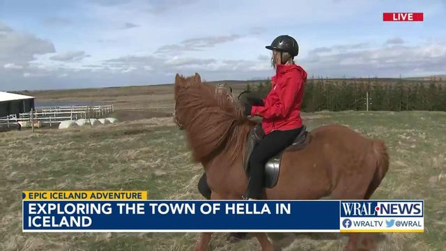 Kat Campbell goes horseback riding in Iceland
