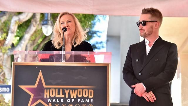 Catherine O'Hara, left, and Macaulay Culkin at the ceremony honoring Culkin with a star on the Hollywood Walk of Fame on Dec. 1, in Los Angeles. (Jordan Strausss/Invision/AP)