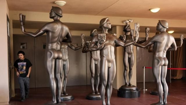 Actor statues stand outside an entrance to the Shrine Auditorium, the site of Saturday's 30th Screen Actors Guild Awards, Thursday, Feb. 22, 2024, in Los Angeles. (AP Photo/Chris Pizzello) Actor statues stand outside an entrance to the Shrine Auditorium, the site of Saturday's 30th Screen Actors Guild Awards, Thursday, Feb. 22, 2024, in Los Angeles. (AP Photo/Chris Pizzello)