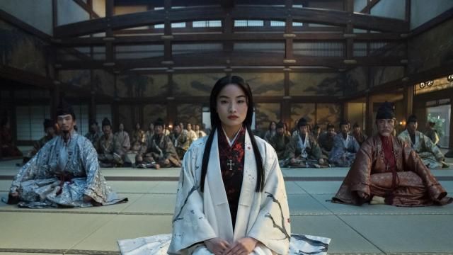 This image released by FX shows Eita Okuno as Saeki Nobutatsu, from left, Anna Sawai as Toda Mariko, Hiromoto Ida as Kiyama Ukon Sadanaga in a scene from "Shogun." (Katie Yu/FX via AP) This image released by FX shows Eita Okuno as Saeki Nobutatsu, from left, Anna Sawai as Toda Mariko, Hiromoto Ida as Kiyama Ukon Sadanaga in a scene from "Shogun." (Katie Yu/FX via AP)