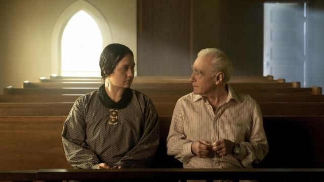 This image released by Apple TV+ shows Lily Gladstone, left, and director Martin Scorsese on the set of "Killers of the Flower Moon." (Melinda Sue Gordon/Apple TV+ via AP) This image released by Apple TV+ shows Lily Gladstone, left, and director Martin Scorsese on the set of "Killers of the Flower Moon." (Melinda Sue Gordon/Apple TV+ via AP)