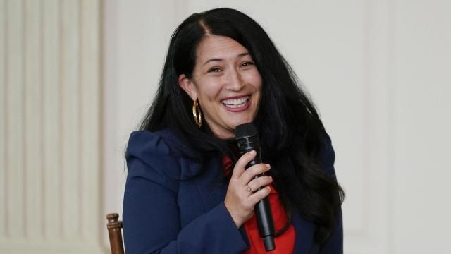 FILE - Ada Limón, 24th Poet Laureate of the United States, speaks during an event for the Class of 2022 National Student Poets at the White House in Washington Tuesday, Sept. 27, 2022. Limón, is launching her intended signature project in April 2024, which is National Poetry Month. The project is called “You Are Here” and includes an anthology of nature poems and visits to seven national parks. (AP Photo/Carolyn Kaster, File) FILE - Ada Limón, 24th Poet Laureate of the United States, speaks during an event for the Class of 2022 National Student Poets at the White House in Washington Tuesday, Sept. 27, 2022. Limón, is launching her intended signature project in April 2024, which is National Poetry Month. The project is called “You Are Here” and includes an anthology of nature poems and visits to seven national parks. (AP Photo/Carolyn Kaster, File)