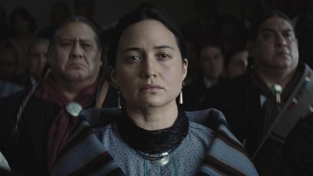 This image released by Apple TV+ shows Lily Gladstone, center, in a scene from "Killers of the Flower Moon." (Apple TV+ via AP) This image released by Apple TV+ shows Lily Gladstone, center, in a scene from "Killers of the Flower Moon." (Apple TV+ via AP)