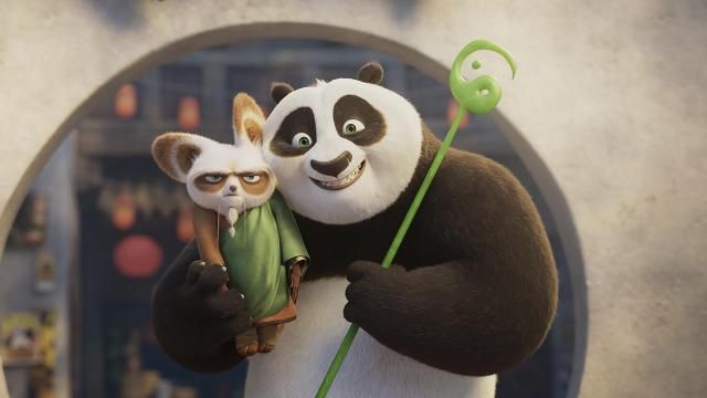 This image released by Universal Pictures shows characters Shifu, voiced by Dustin Hoffman, left, and Po, voiced by Jack Black in a scene from DreamWorks Animation's "Kung Fu Panda 4." (DreamWorks Animation/Universal Pictures via AP) This image released by Universal Pictures shows characters Shifu, voiced by Dustin Hoffman, left, and Po, voiced by Jack Black in a scene from DreamWorks Animation's "Kung Fu Panda 4." (DreamWorks Animation/Universal Pictures via AP)