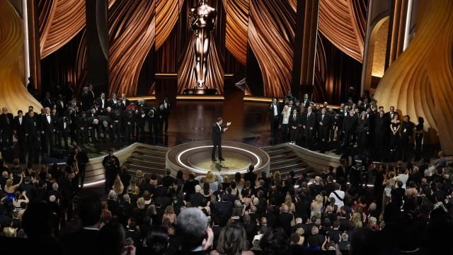 Members of the Oscars crew come out for a round of applause in appreciation for their support during the strike during the Oscars on Sunday, March 10, 2024, at the Dolby Theatre in Los Angeles. (AP Photo/Chris Pizzello) Members of the Oscars crew come out for a round of applause in appreciation for their support during the strike during the Oscars on Sunday, March 10, 2024, at the Dolby Theatre in Los Angeles. (AP Photo/Chris Pizzello)