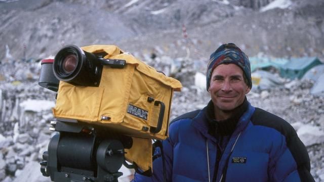 This photo provided by Arcturus Motion Pictures, Inc., shows Mountaineer, filmmaker and author David Breashears while filming the IMAX documentary “Everest” that premiered in 1998. Breashears, 68, died on Thursday, March 14, 2024 at his home in Marblehead, Mass. (Arcturus Motion Pictures, Inc. via AP) This photo provided by Arcturus Motion Pictures, Inc., shows Mountaineer, filmmaker and author David Breashears while filming the IMAX documentary “Everest” that premiered in 1998. Breashears, 68, died on Thursday, March 14, 2024 at his home in Marblehead, Mass. (Arcturus Motion Pictures, Inc. via AP)