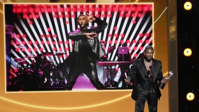 Usher speaks to the audience after winning Entertainer of the Year during the 55th NAACP Image Awards, Saturday, March 16, 2024, at The Shrine Auditorium in Los Angeles. (AP Photo/Chris Pizzello) Usher speaks to the audience after winning Entertainer of the Year during the 55th NAACP Image Awards, Saturday, March 16, 2024, at The Shrine Auditorium in Los Angeles. (AP Photo/Chris Pizzello)
