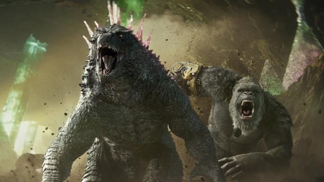 This image released by Warner Bros. Pictures shows Godzilla, left, and Kong in a scene from "Godzilla x Kong: The New Empire." (Warner Bros. Pictures via AP) This image released by Warner Bros. Pictures shows Godzilla, left, and Kong in a scene from "Godzilla x Kong: The New Empire." (Warner Bros. Pictures via AP)