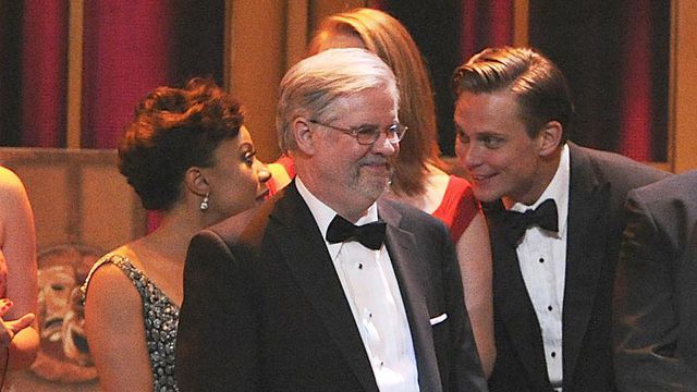 FILE - Playwright Christopher Durang appears on stage with producers to accept the award for best play for "Vanya and Sonia and Masha and Spike" at the 67th Annual Tony Awards, on June 9, 2013 in New York. Also on stage are actors, background from left, Shalita Grant, Kristine Nielsen and Billy Magnussen. Durang died Tuesday, April 2, 2024, at his home in Pipersville, Pennsylvania, of complications from logopenic primary progressive aphasia. He was 75. (Photo by Evan Agostini/Invision/AP, File) FILE - Playwright Christopher Durang appears on stage with producers to accept the award for best play for "Vanya and Sonia and Masha and Spike" at the 67th Annual Tony Awards, on June 9, 2013 in New York. Also on stage are actors, background from left, Shalita Grant, Kristine Nielsen and Billy Magnussen. Durang died Tuesday, April 2, 2024, at his home in Pipersville, Pennsylvania, of complications from logopenic primary progressive aphasia. He was 75. (Photo by Evan Agostini/Invision/AP, File)