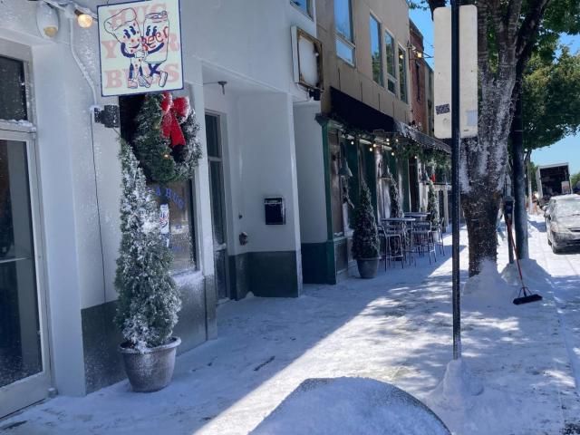 Snow Covers Downtown Wilmington For Filming Of New Zooey Deschanel 