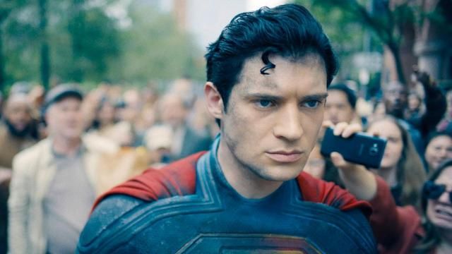 This image released by Warner Bros.Pictures shows David Corenswet in a scene from "Superman." (Warner Bros. Pictures via AP)