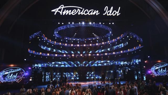 FILE - The stage at the "American Idol" farewell season finale at the Dolby Theatre on Thursday, April 7, 2016, in Los Angeles. (Photo by Matt Sayles/Invision/AP, File)