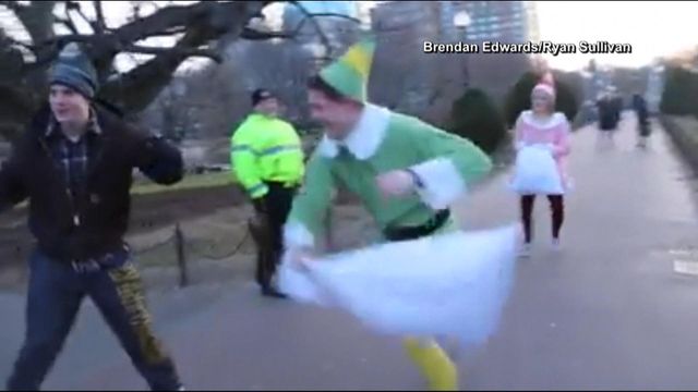 Boston elf initiates public pillow fights