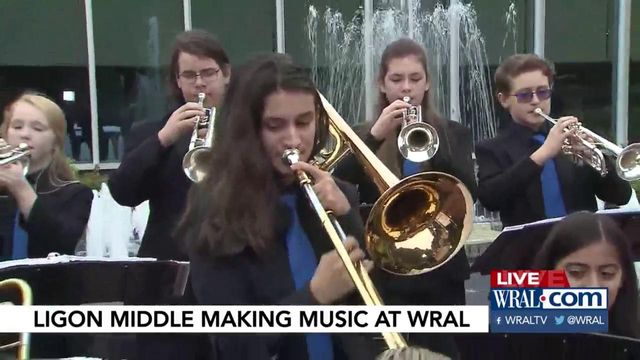 Ligon Middle School Jazz Ensemble visits WRAL