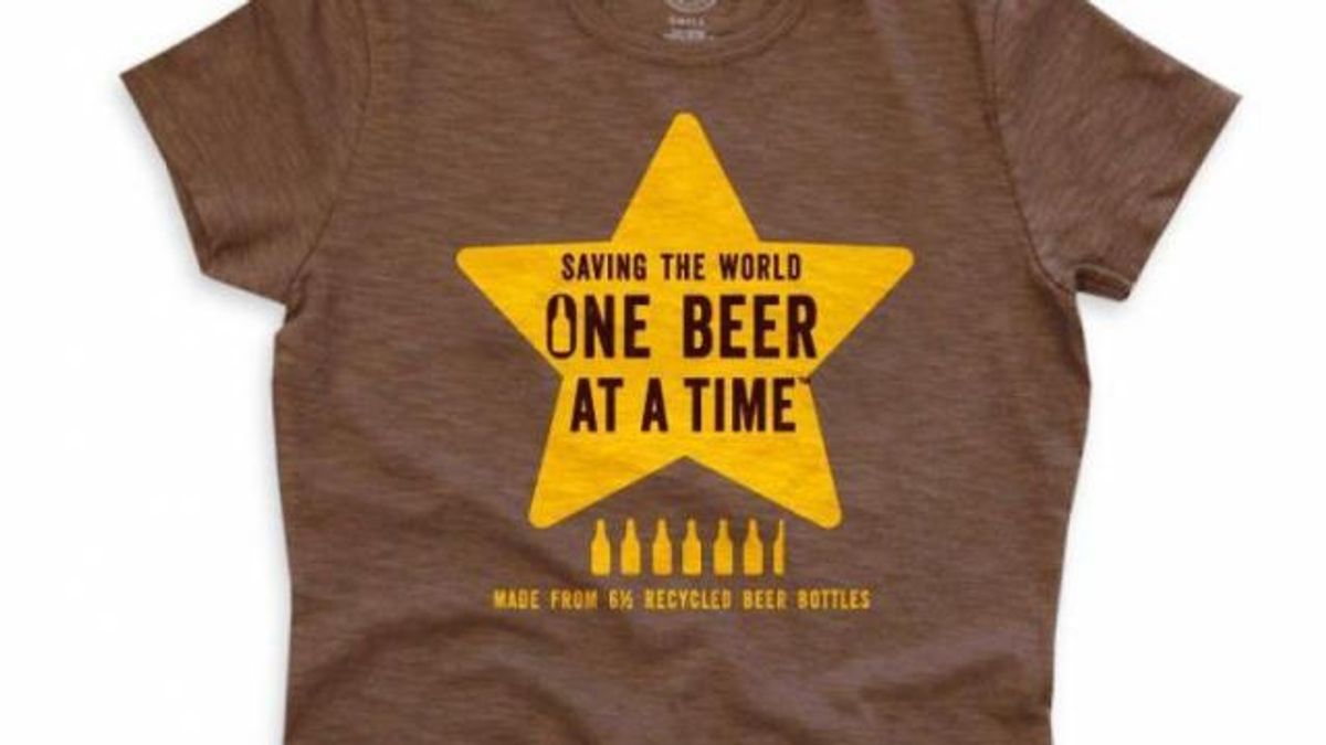 Shirt made from recycled plastic beer bottles