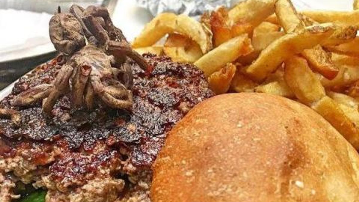 Tarantula burger being offered at Bull City Burger